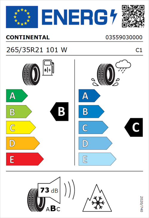 Tyre Label for Continental WinterContact TS 860 S 265/35R21 101W