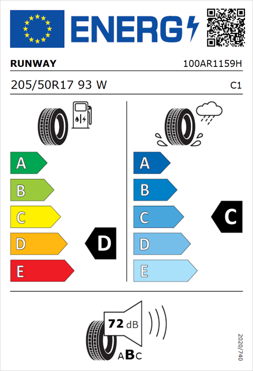 Tyre Label for Runway Performance 926 205/50R17 93W